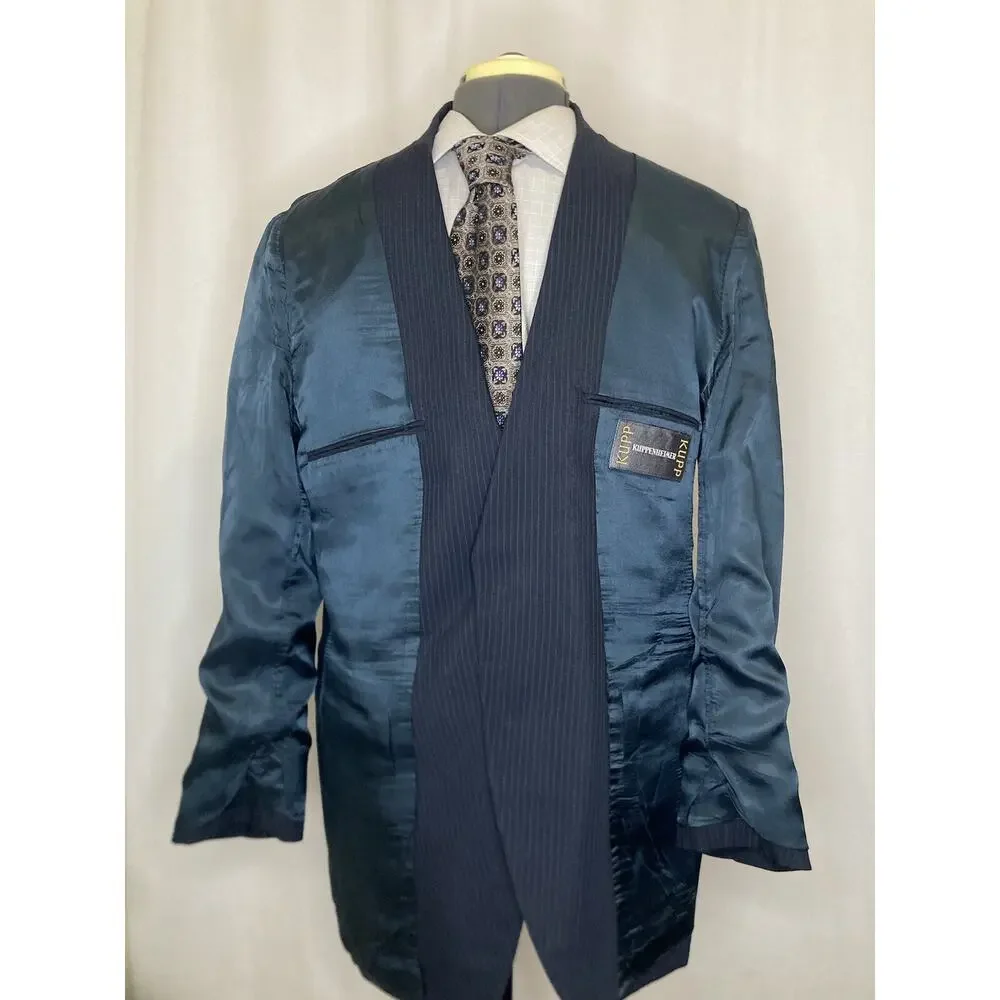 Kuppenheimer Mens 42R Blazer Blue Striped Wool Large 45